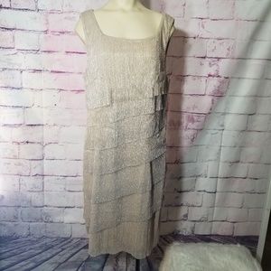 Connected Apparel gold tiered dress